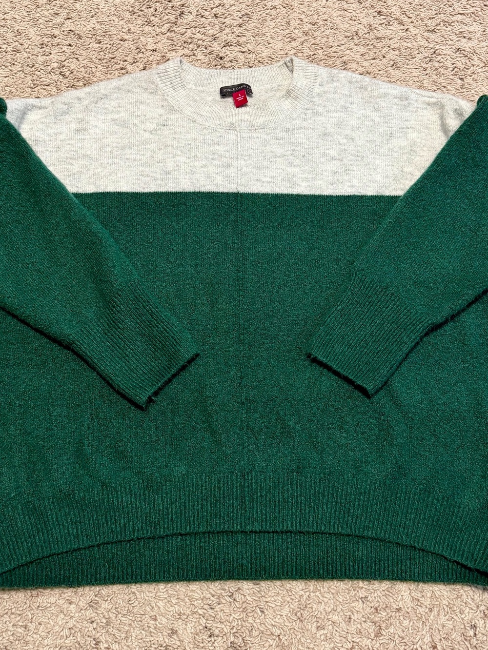 Vince Camuto Green Ivory Colorblock Sweater Size L